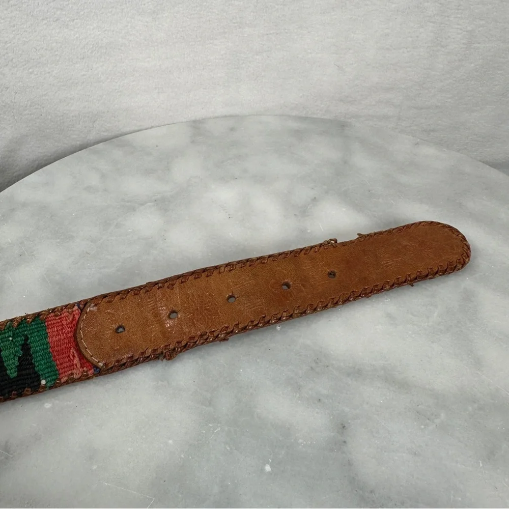 Multicolor Embroidered Leather Belt southwestern western woven boho‎ bohemian